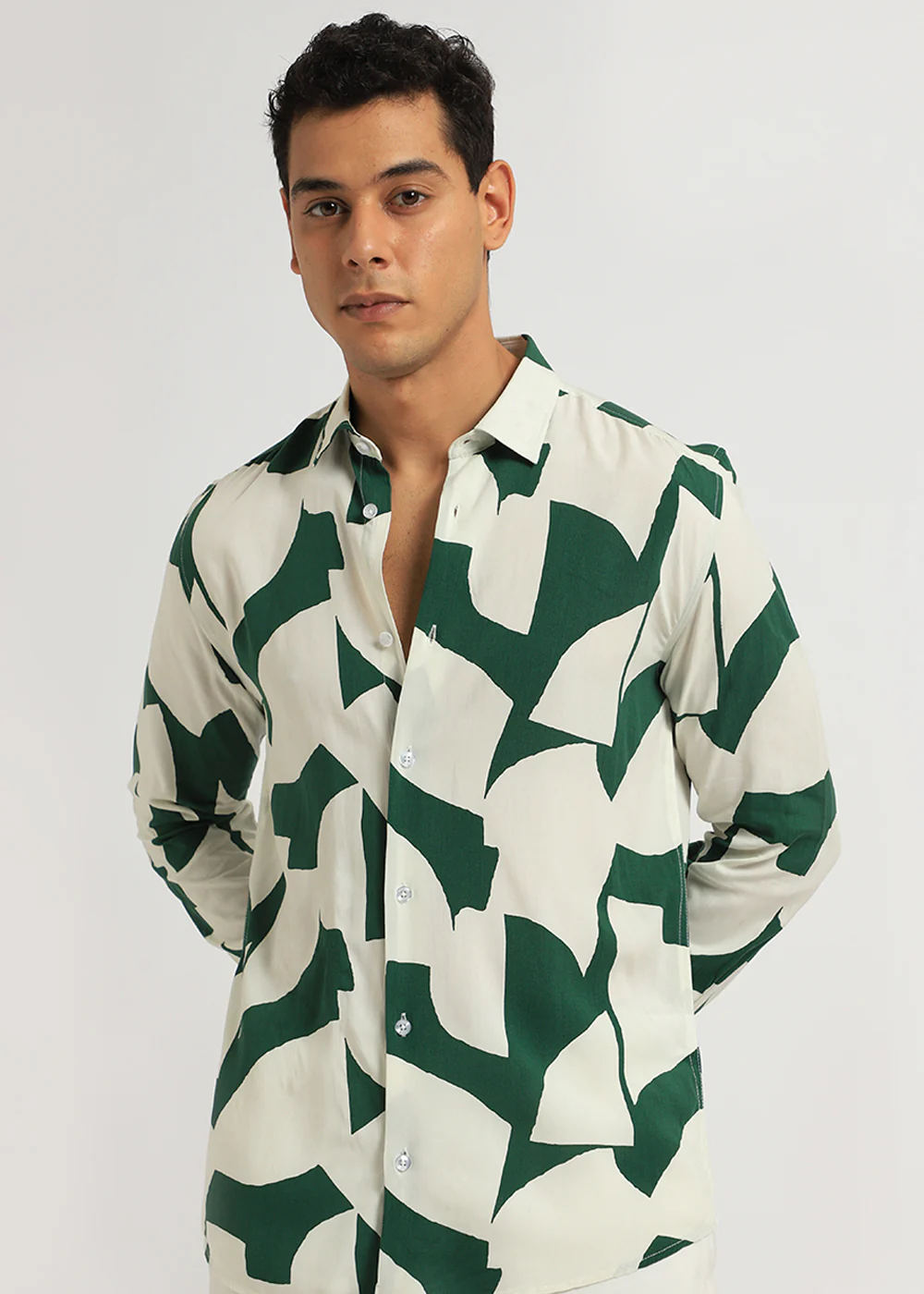 Abstract Green Print Full sleeve shirt - Image 4