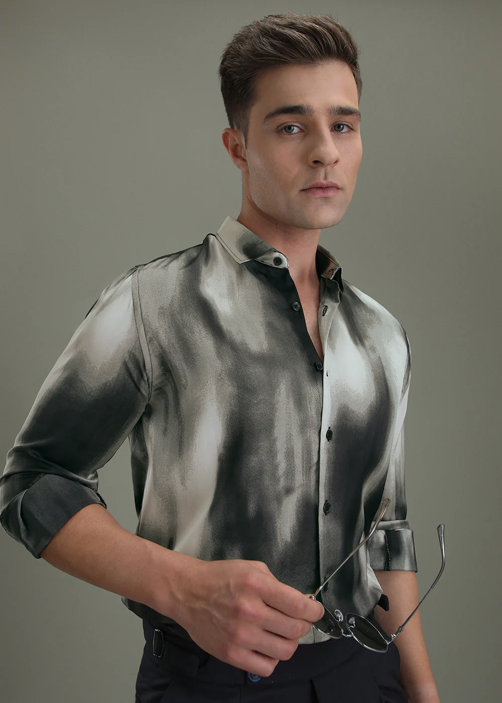 Abstract Grey Printed Shirt