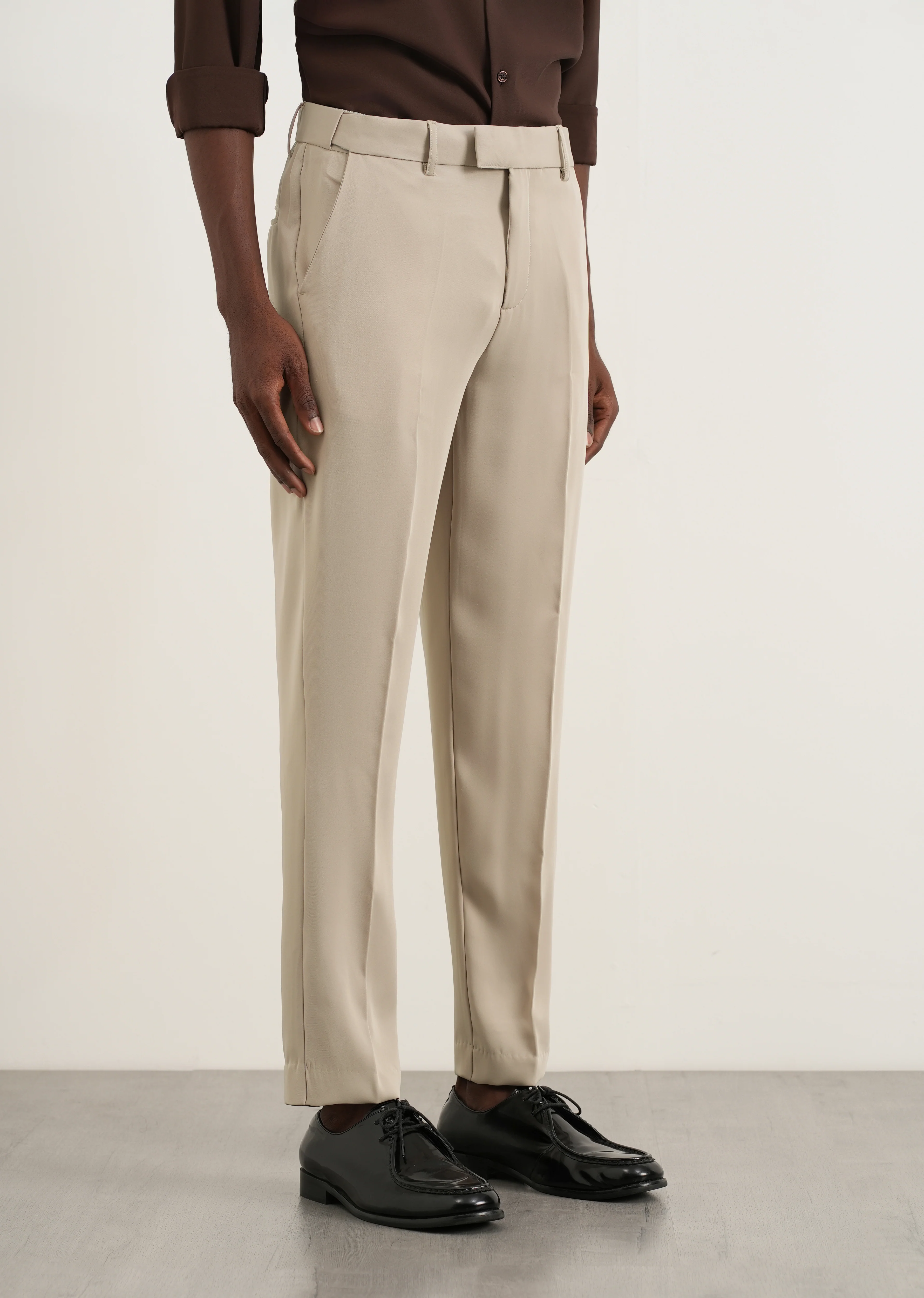 Beige Flex Waist Slim Fit Trouser - Image 4