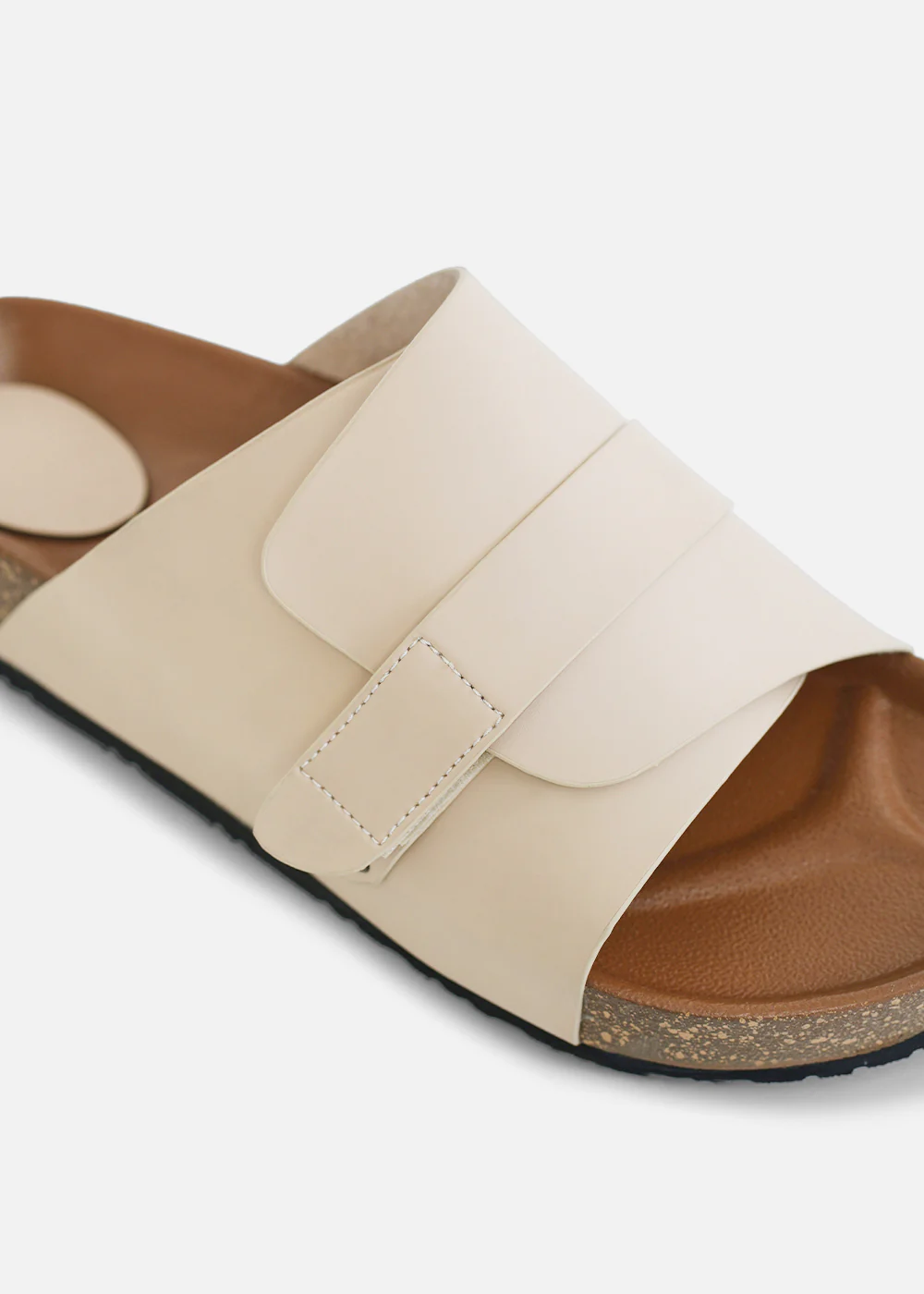 Beige Wide Strap Slip-On Sandals - Image 4