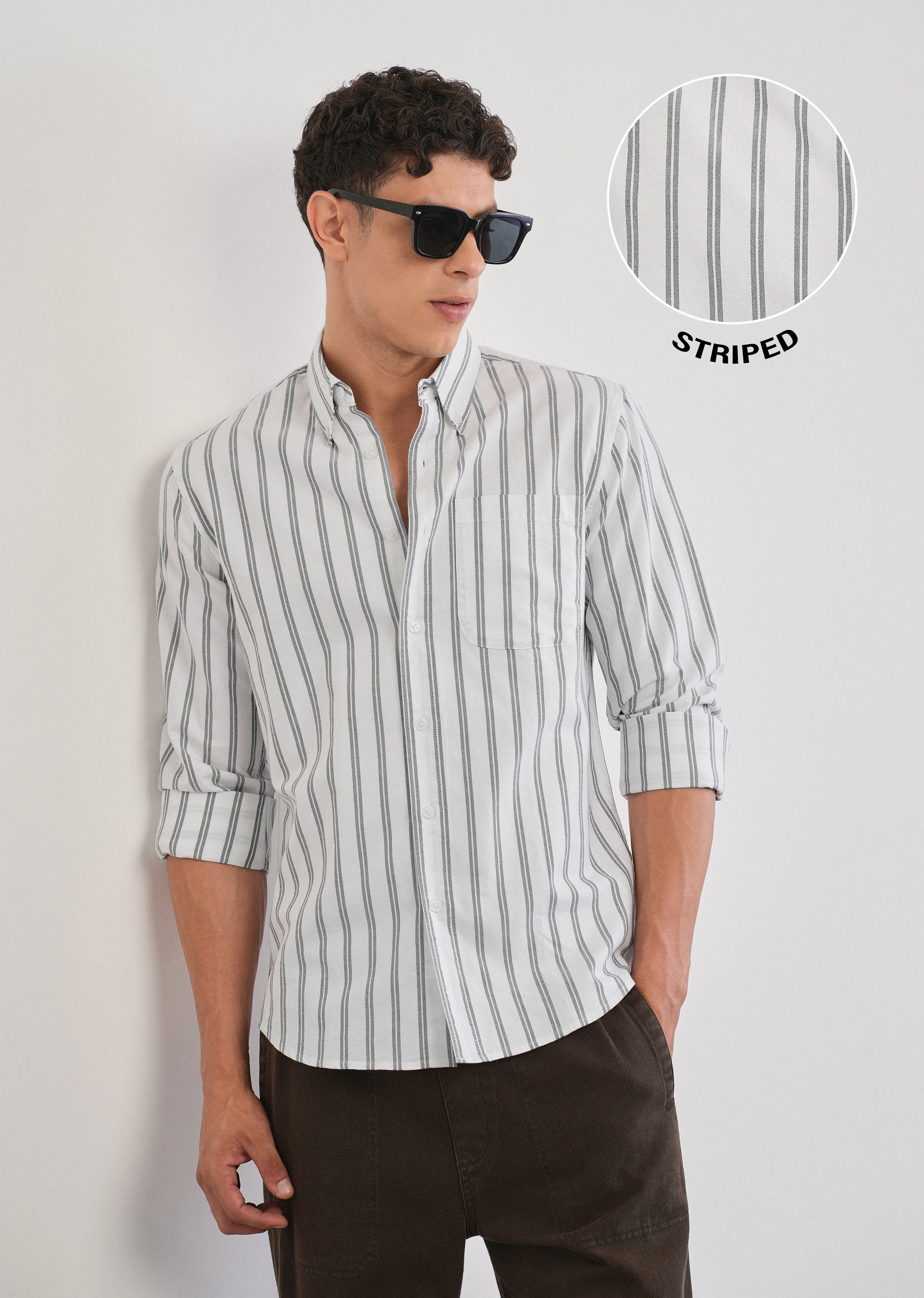 Black Double Stripe Cotton Shirt