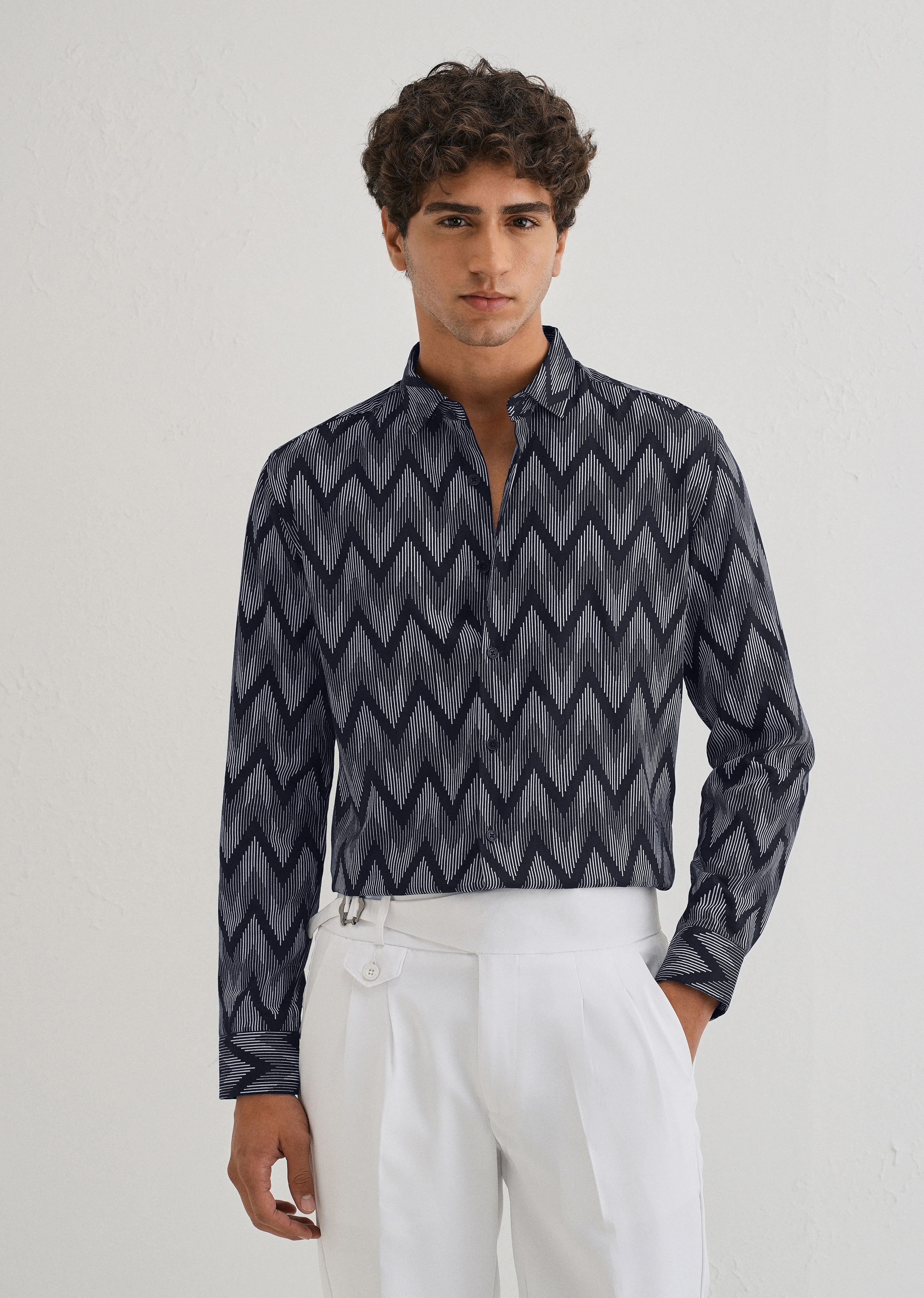 Blue Chevron Printed Shirt