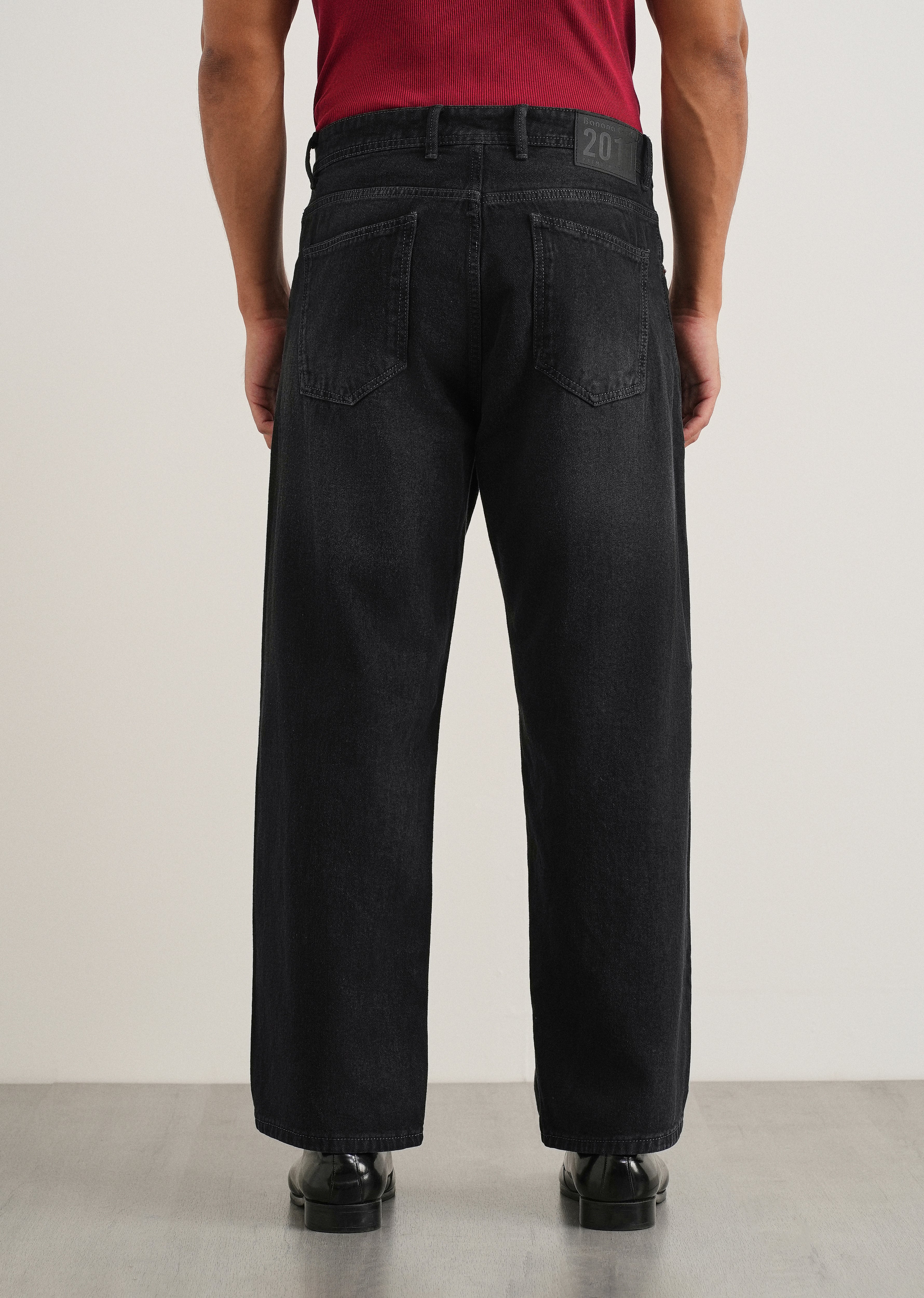 Charcoal Black Baggy Fit Jeans - Image 2