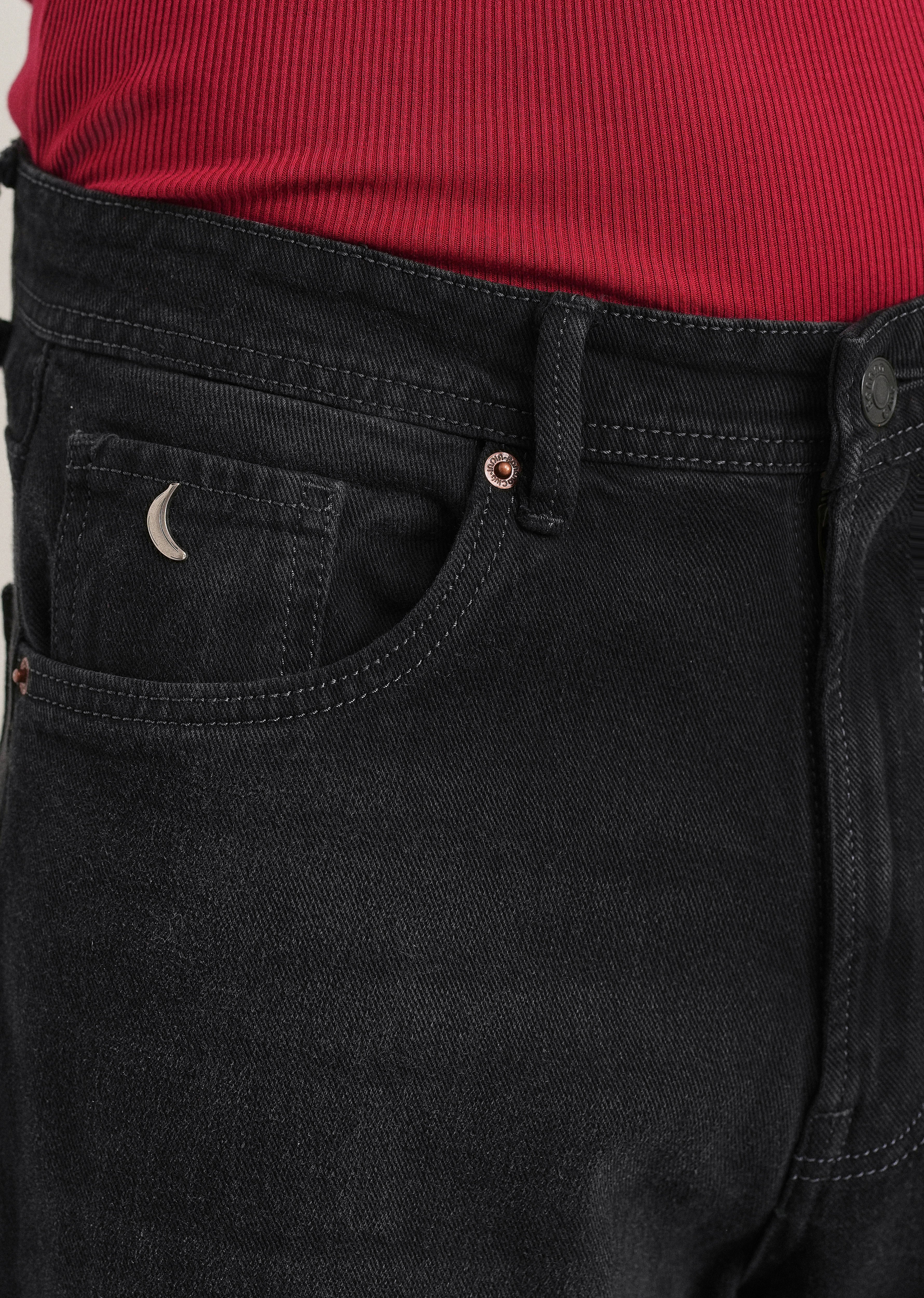 Charcoal Black Baggy Fit Jeans - Image 5