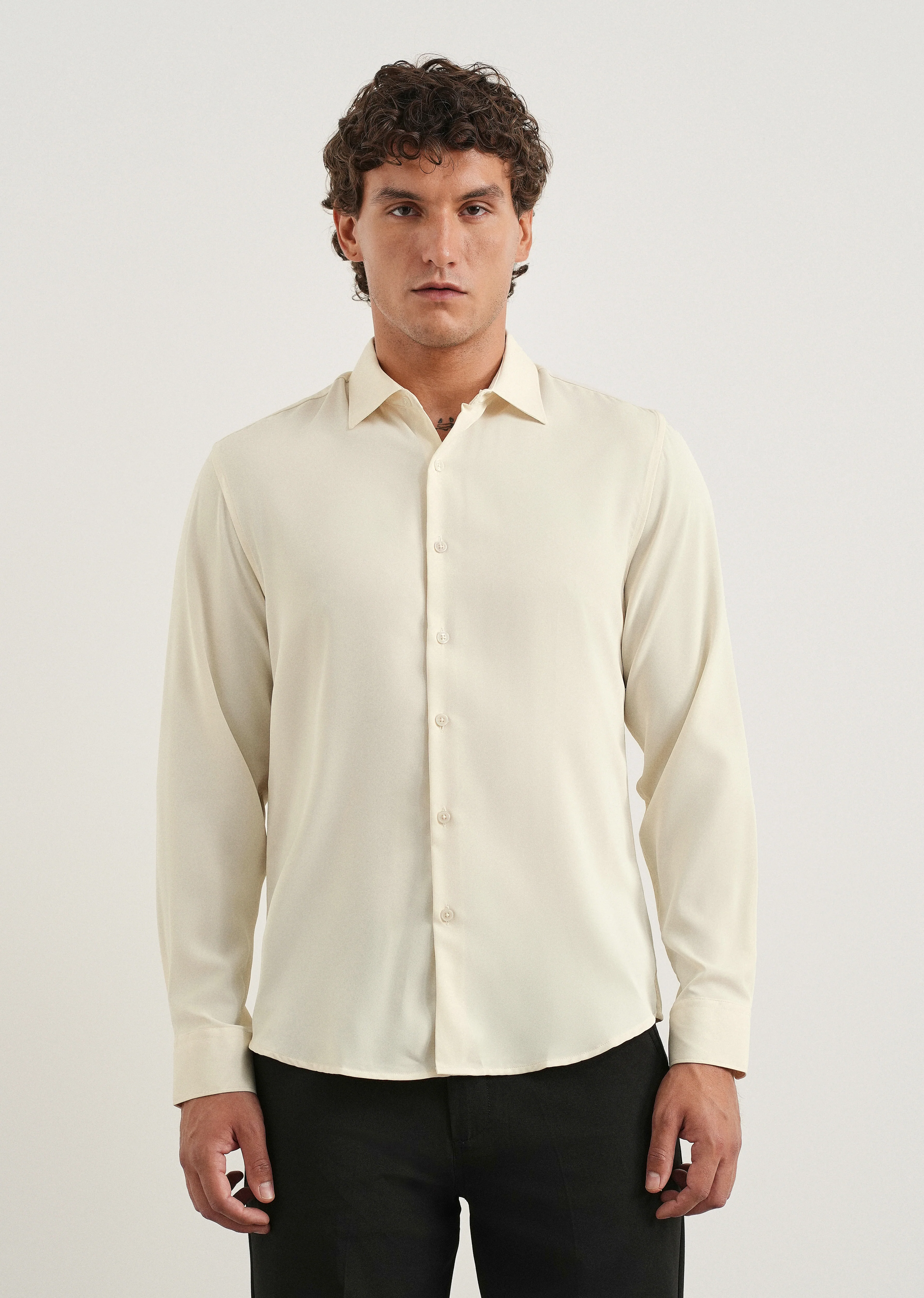 Cream Fluid Soft Shirt - Image 3