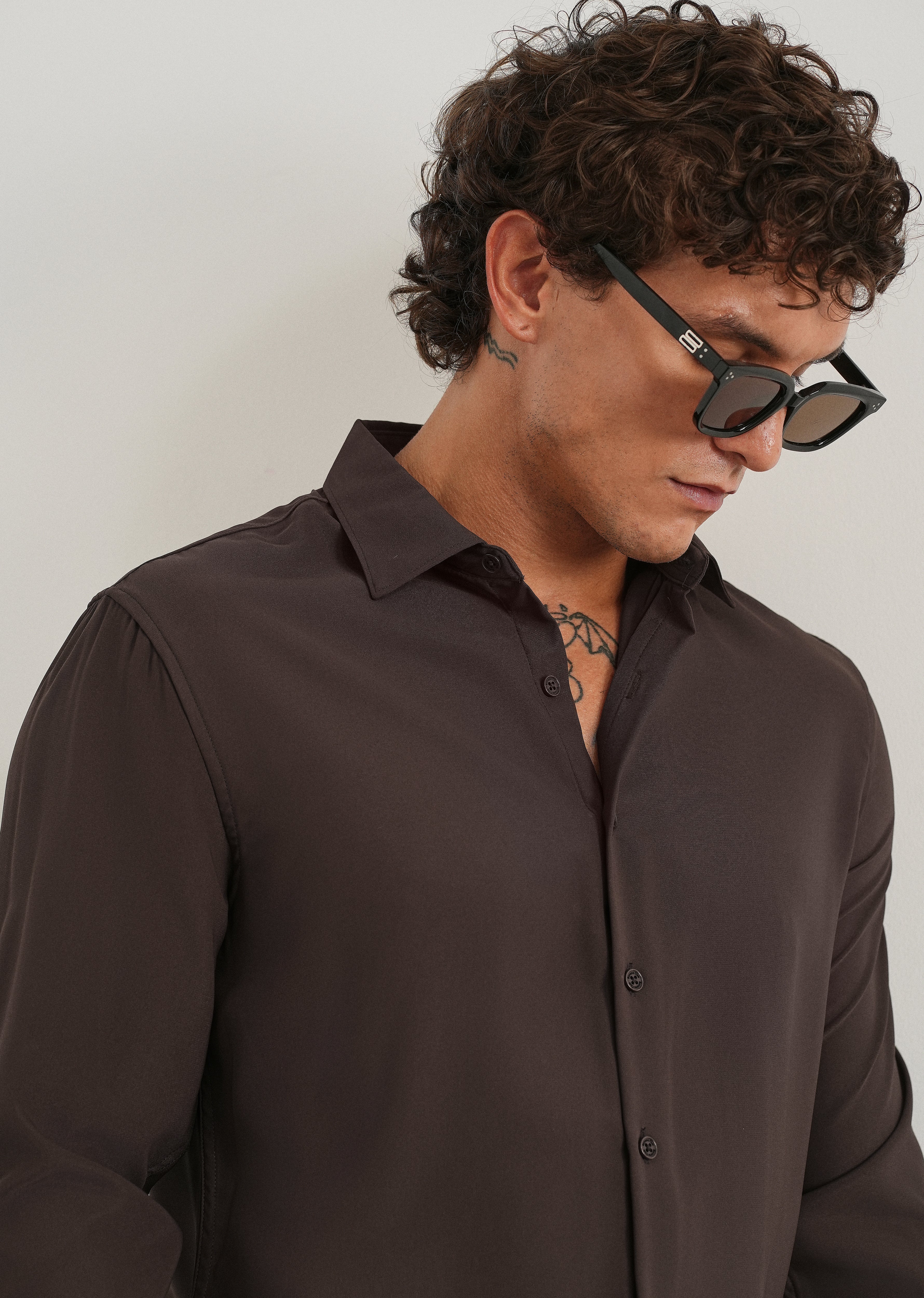 Dark Brown Fluid Soft Shirt - Image 5