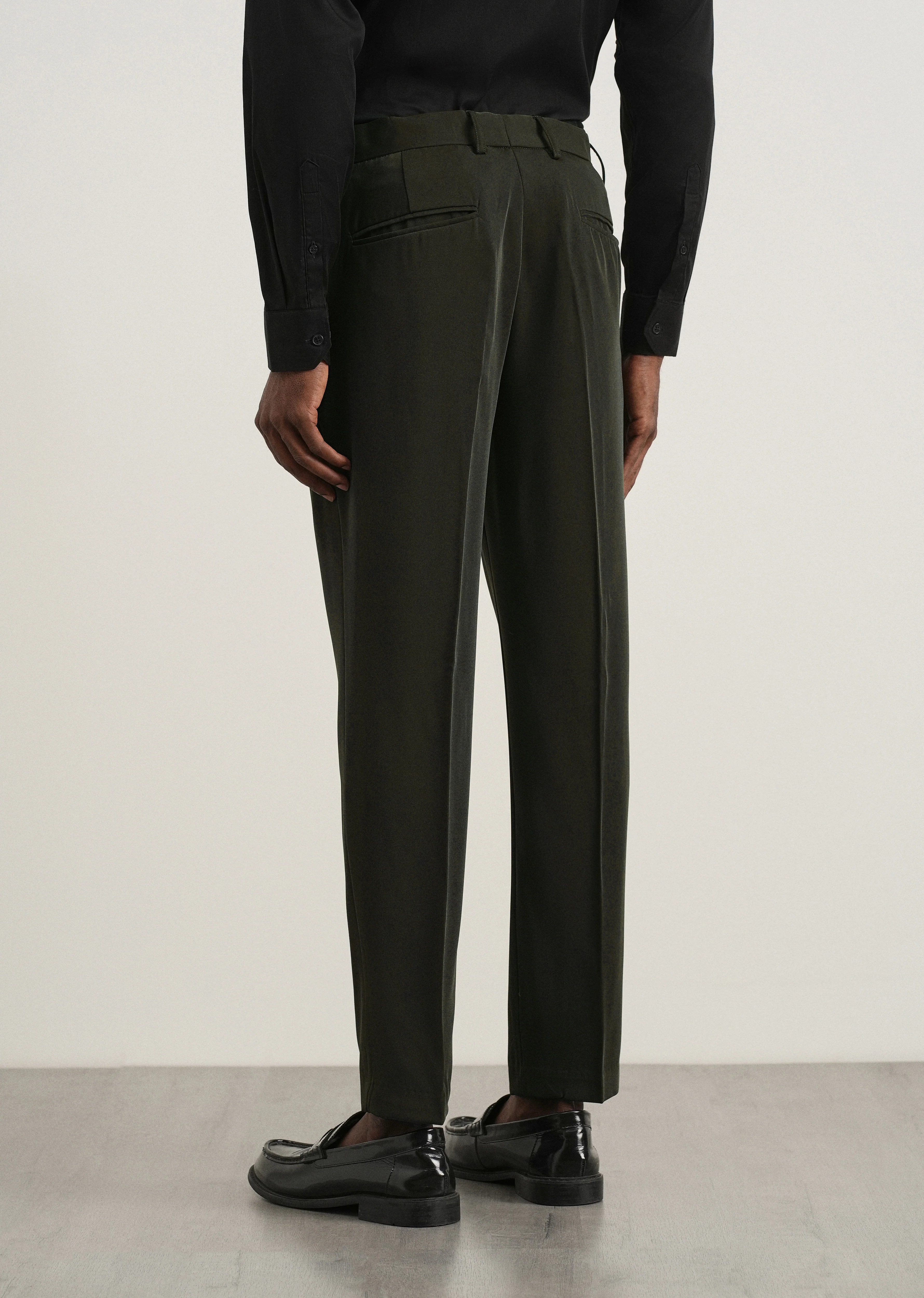 Dark Olive Flex Waist Slim Fit Trouser - Image 2
