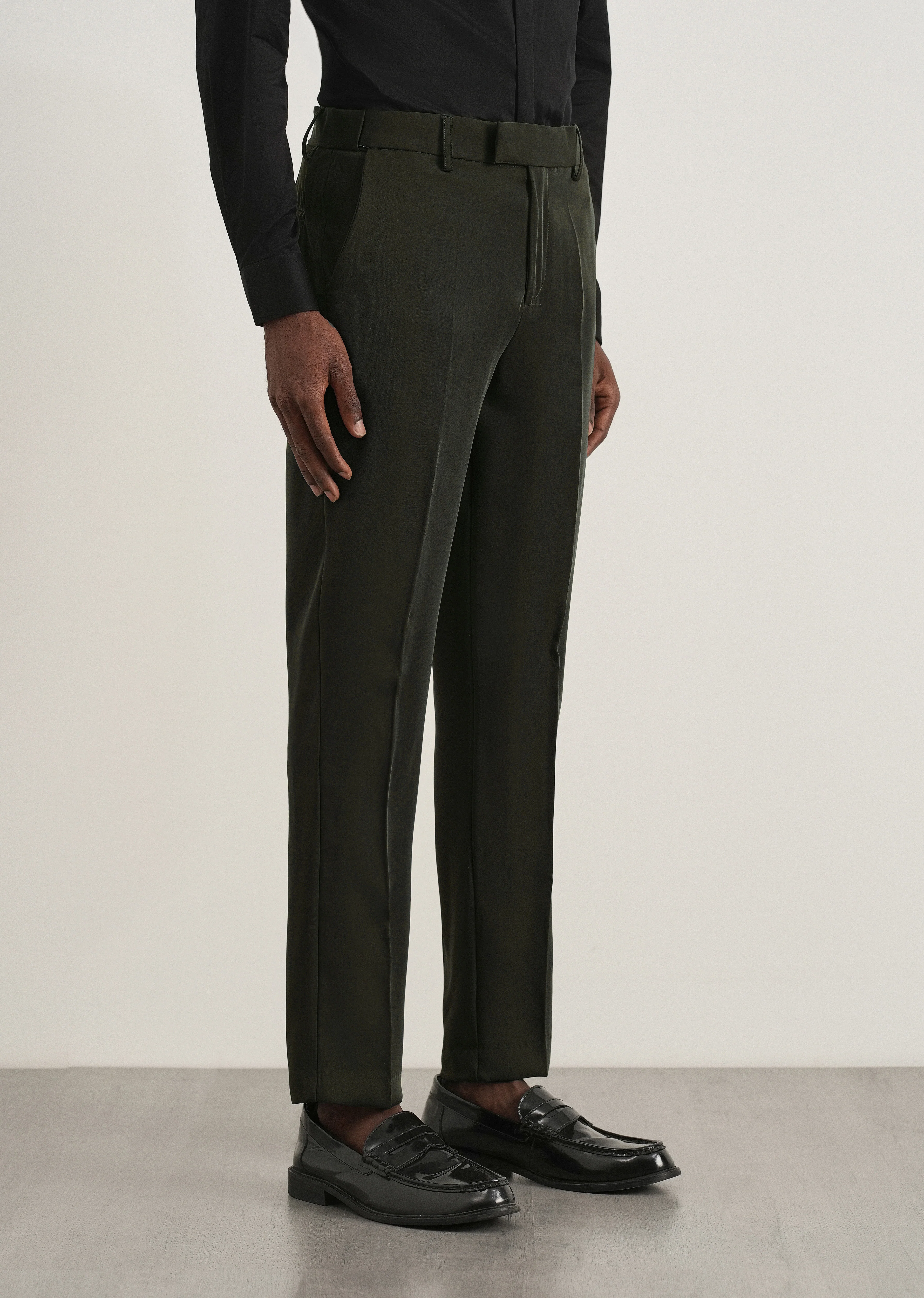 Dark Olive Flex Waist Slim Fit Trouser - Image 4