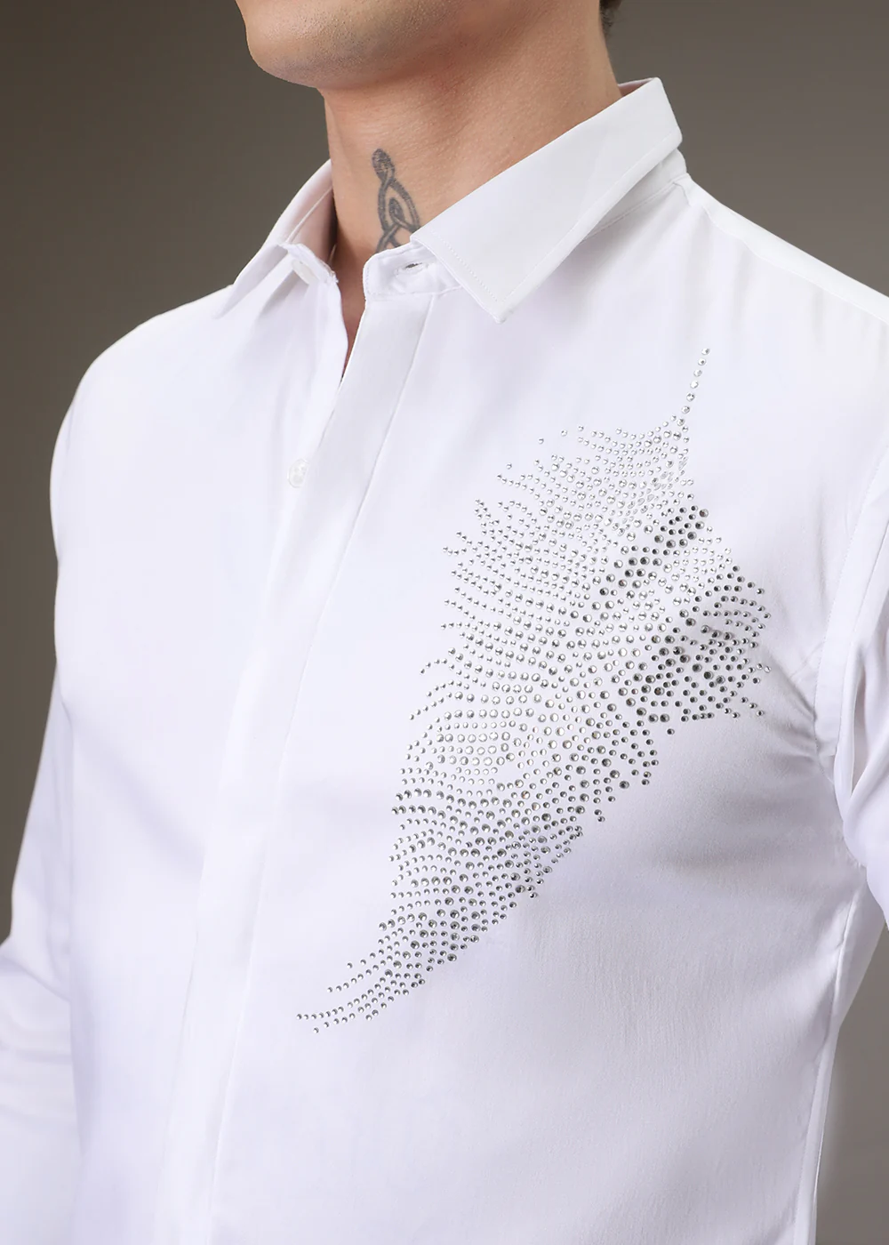 Embellish Beaded White Designer Shirt