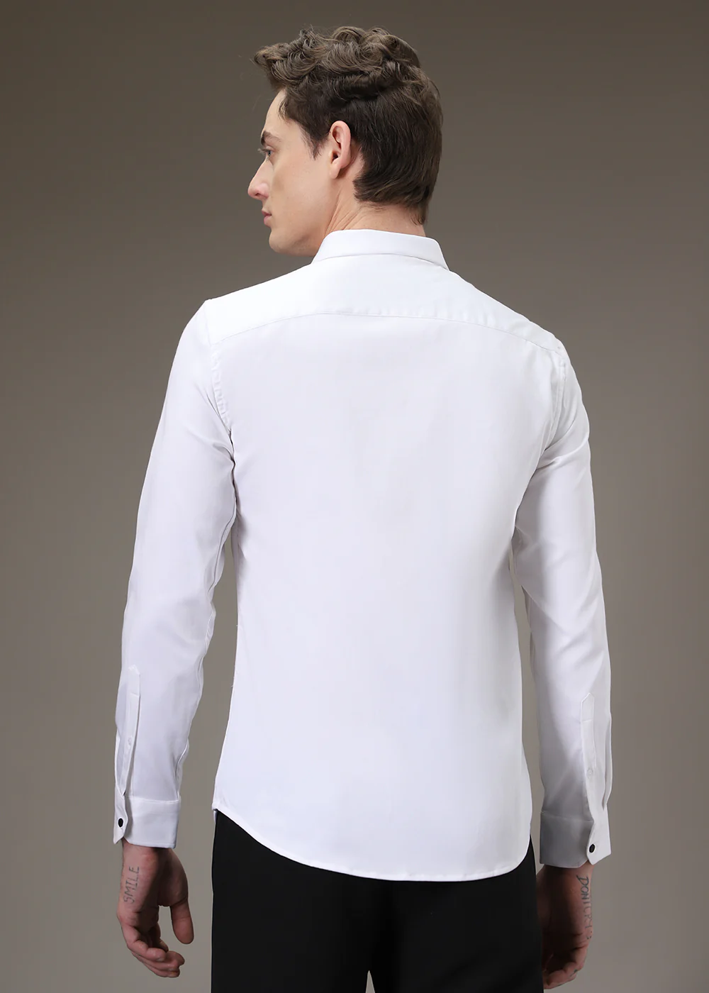 Flecked Sequin White Designer Shirt - Image 4