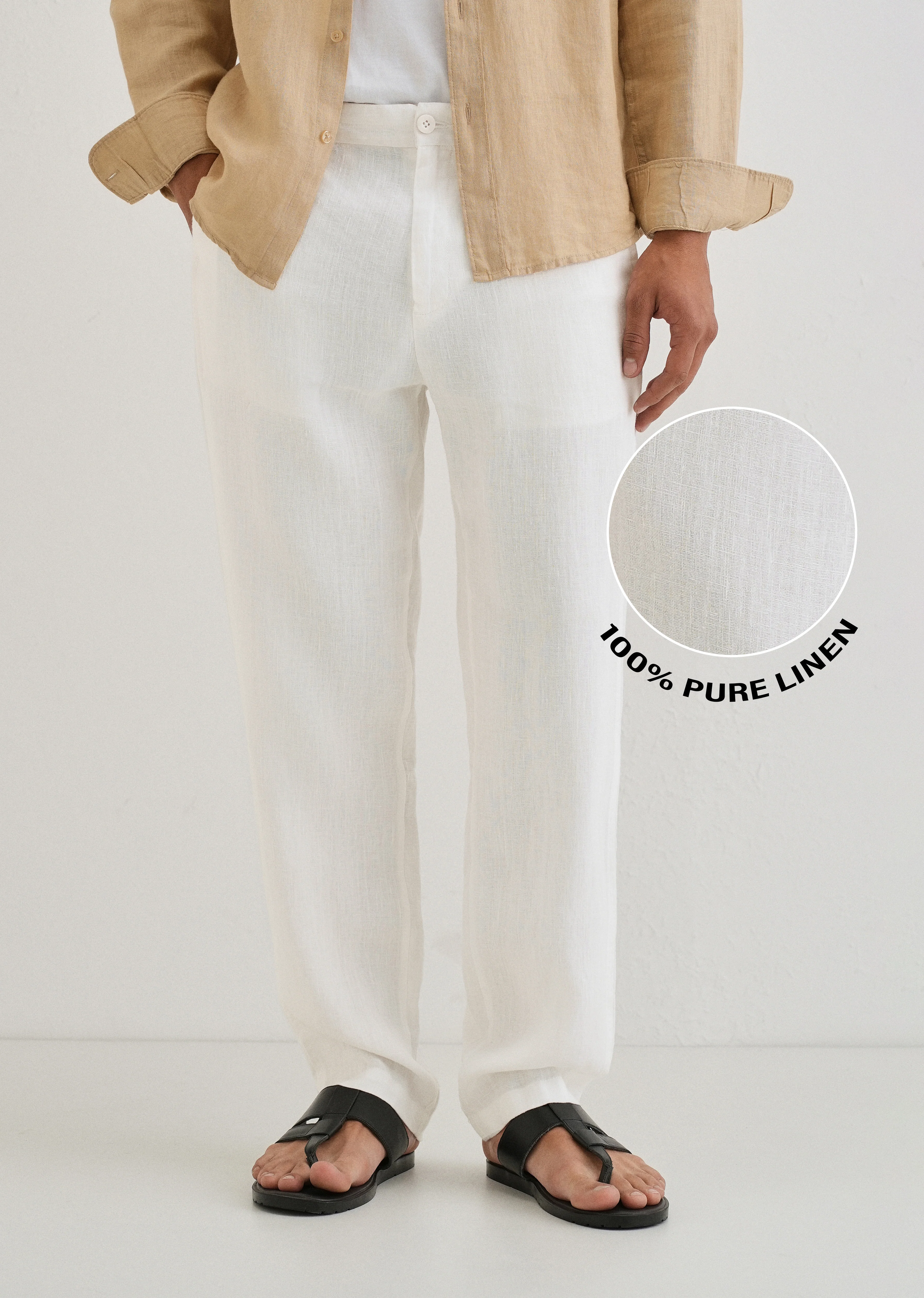 Glacier White Linen pant