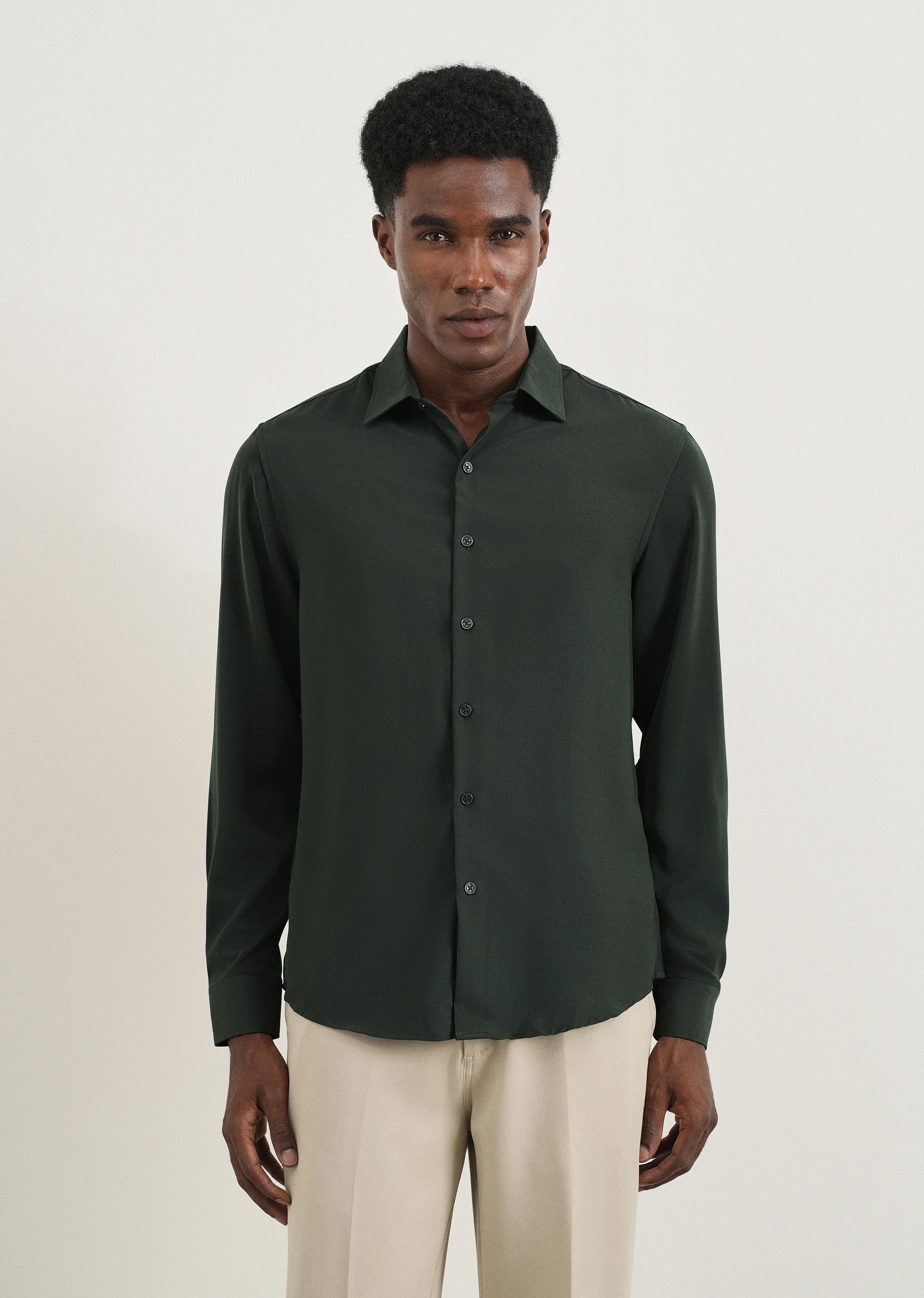 Green Fluid Soft Shirt - Image 3