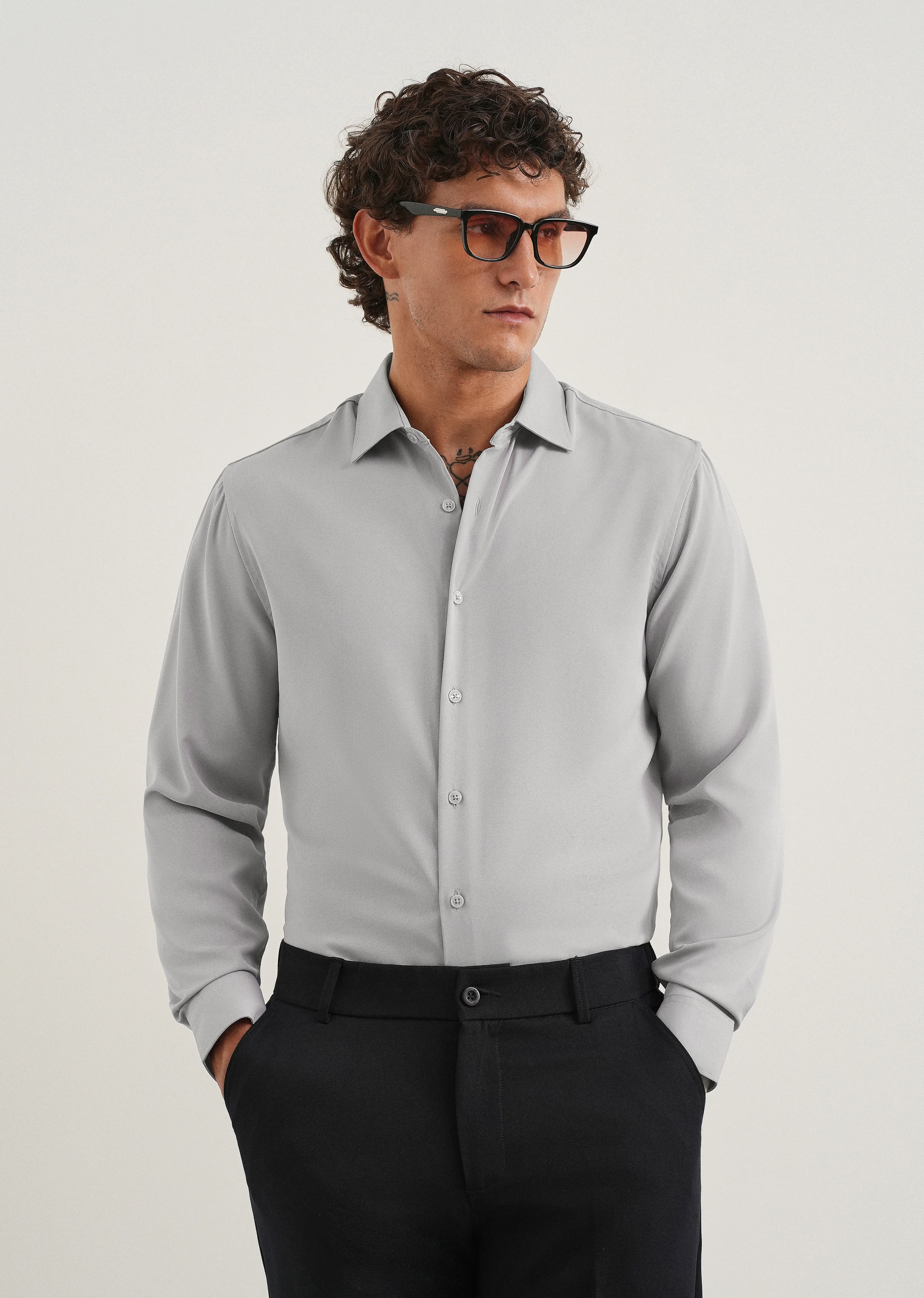 Grey Fluid Soft Shirt - Image 7