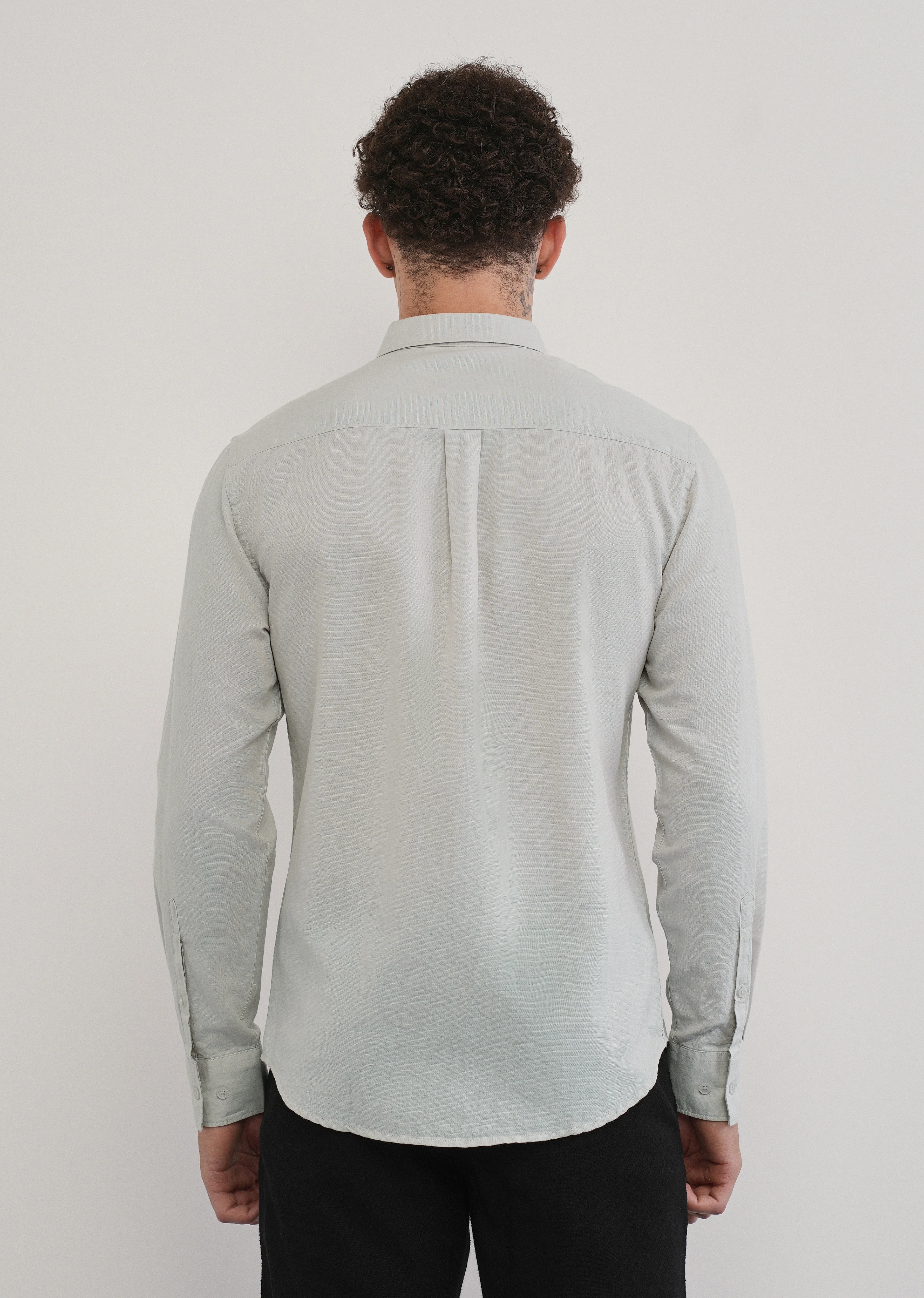 Light Grey Cotton Linen Flap Pocket Shirt - Image 2