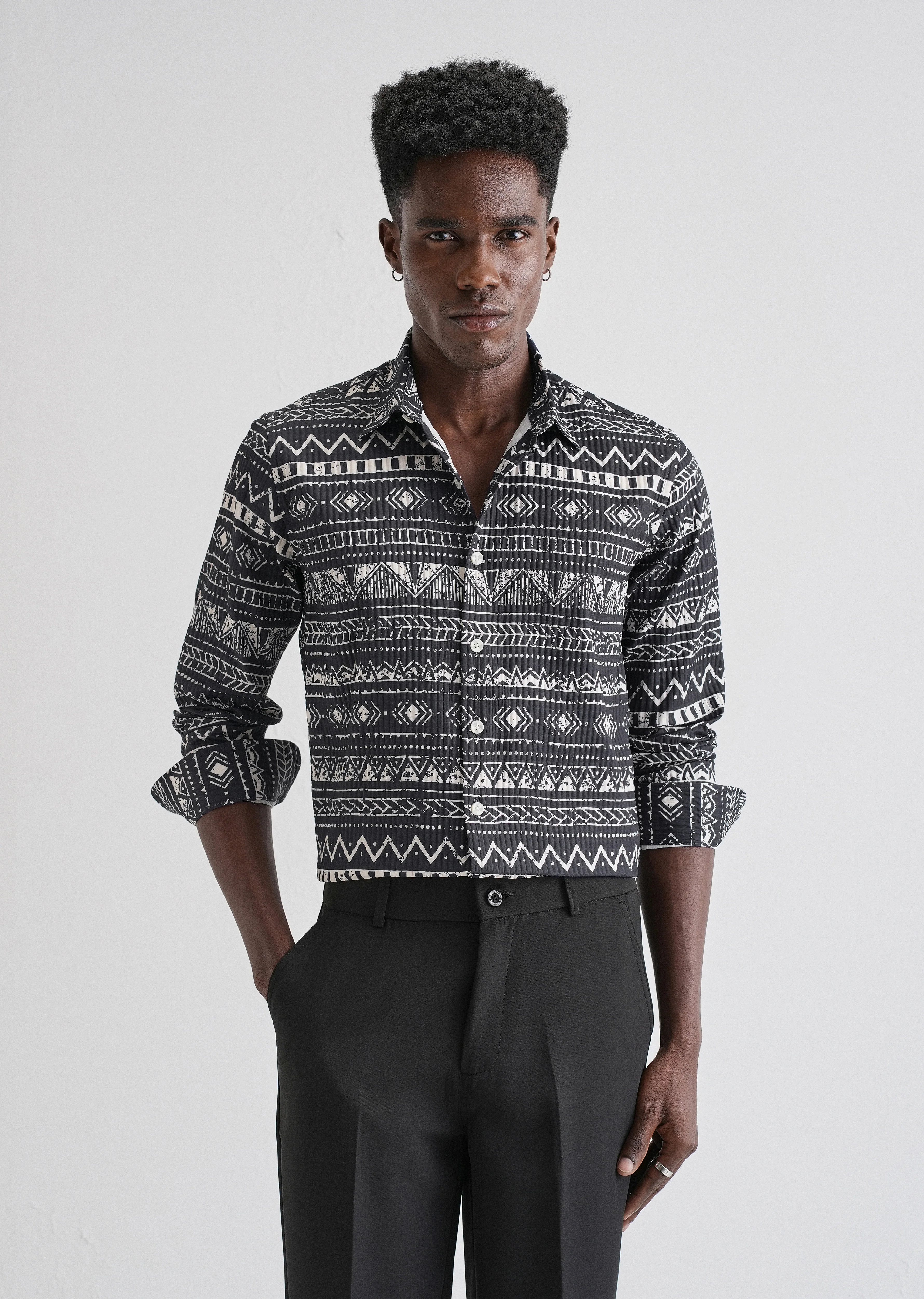 Mystic Maze Black Puff Shirt