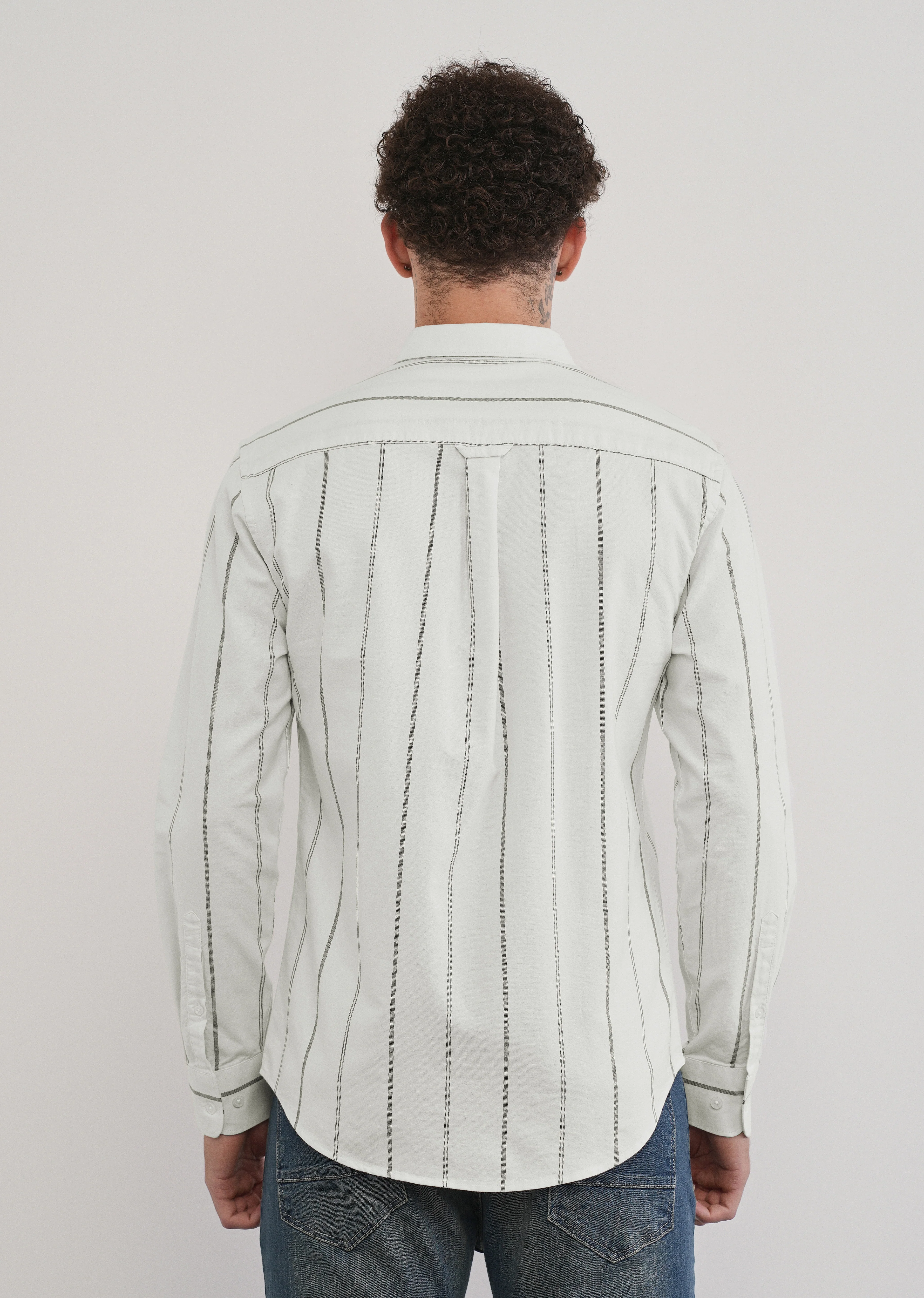 Off White Dual Stripe Cotton Shirt - Image 2