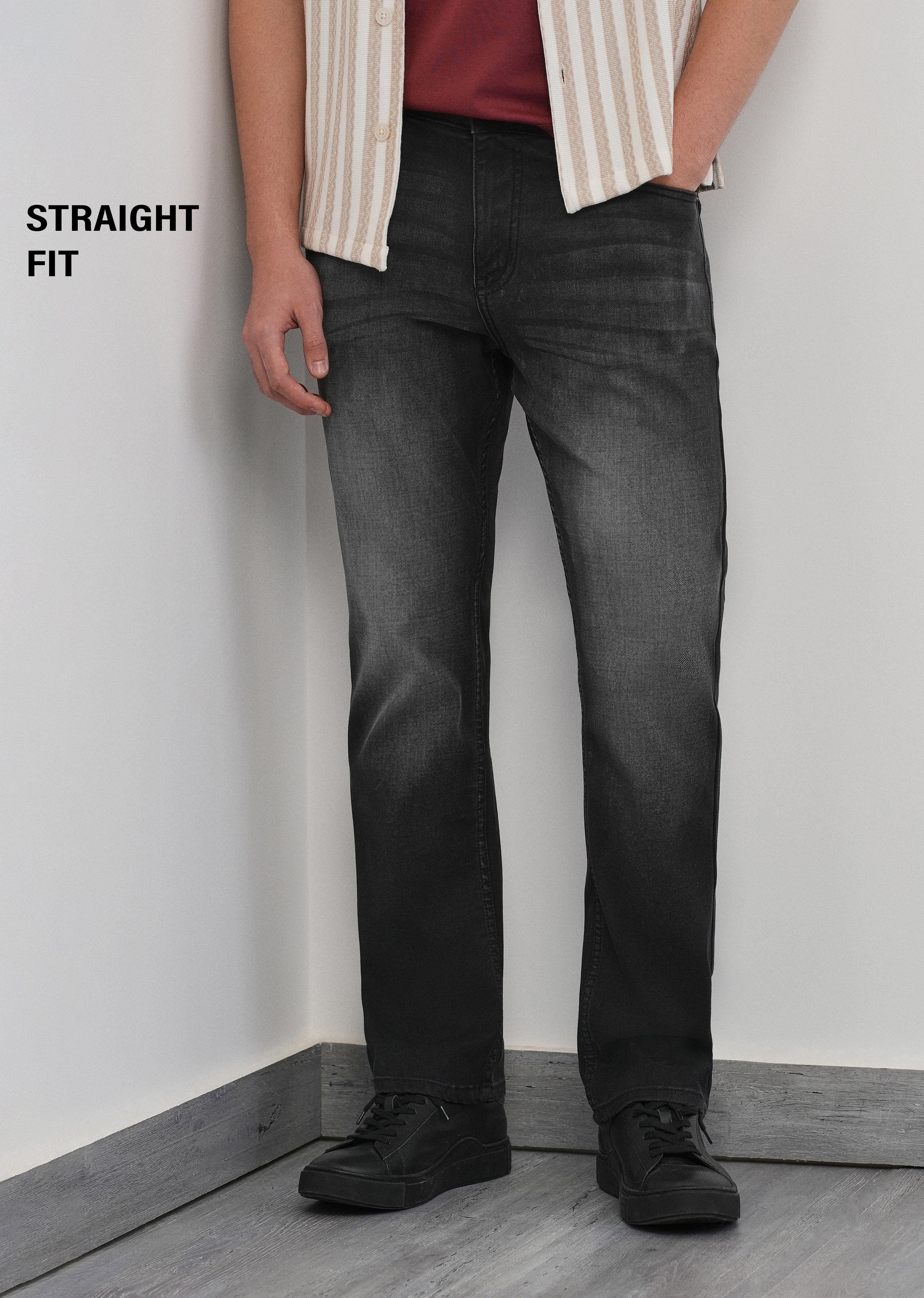 Onyx Black Regular Straight Jeans