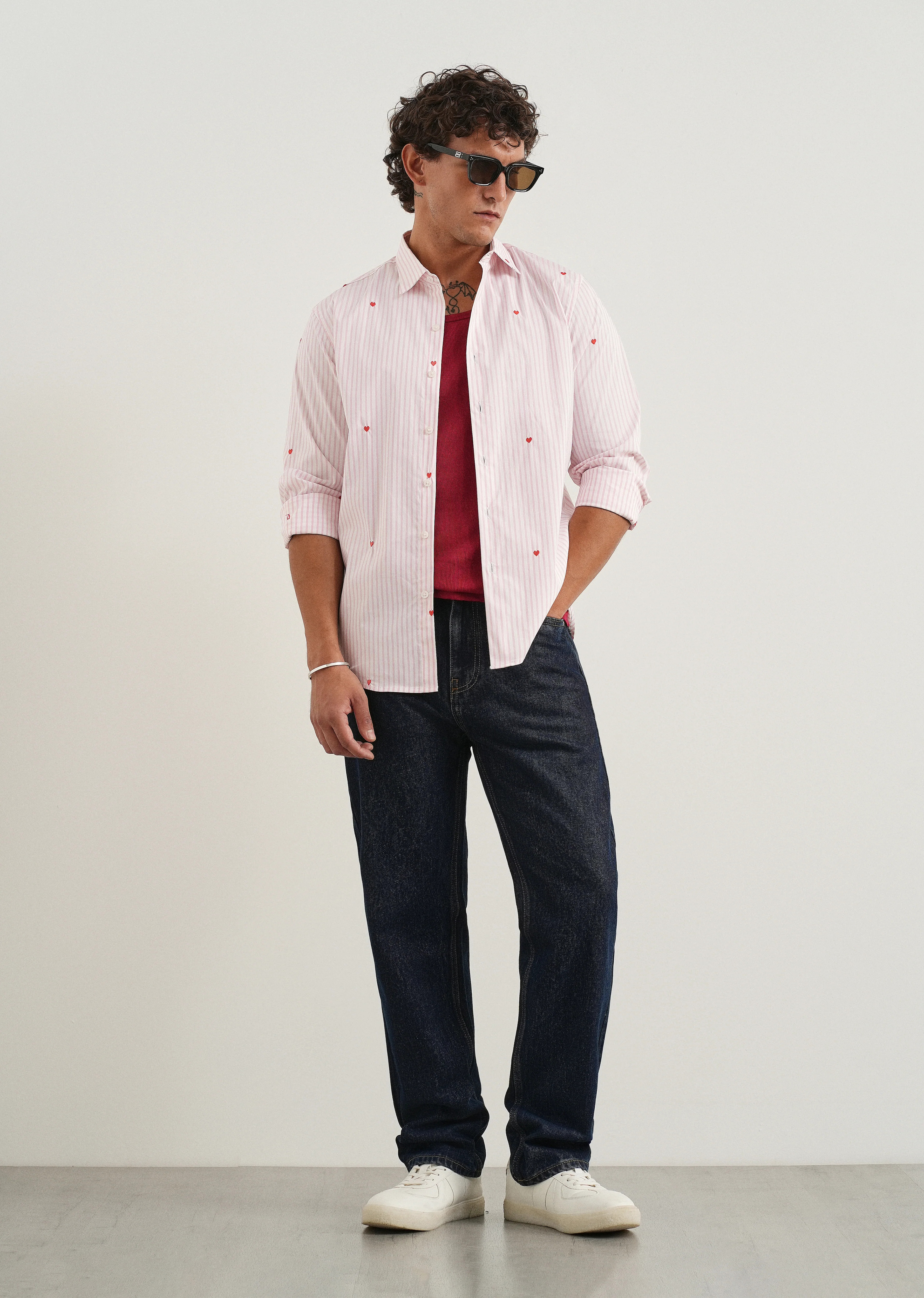 Pink Mini Heart Embroidered Stripe Shirt - Image 6