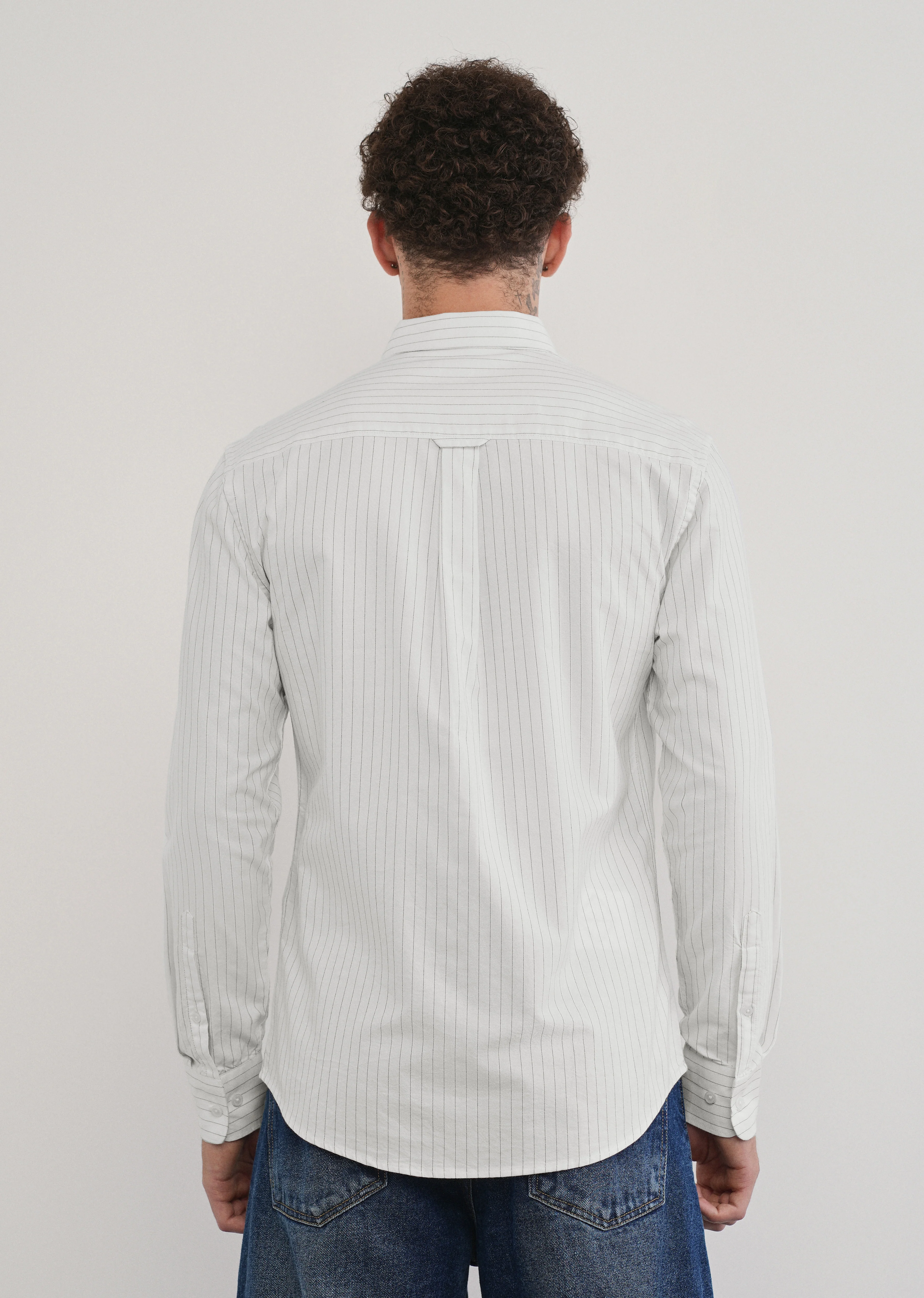 Pinstriped White Cotton Shirt - Image 2
