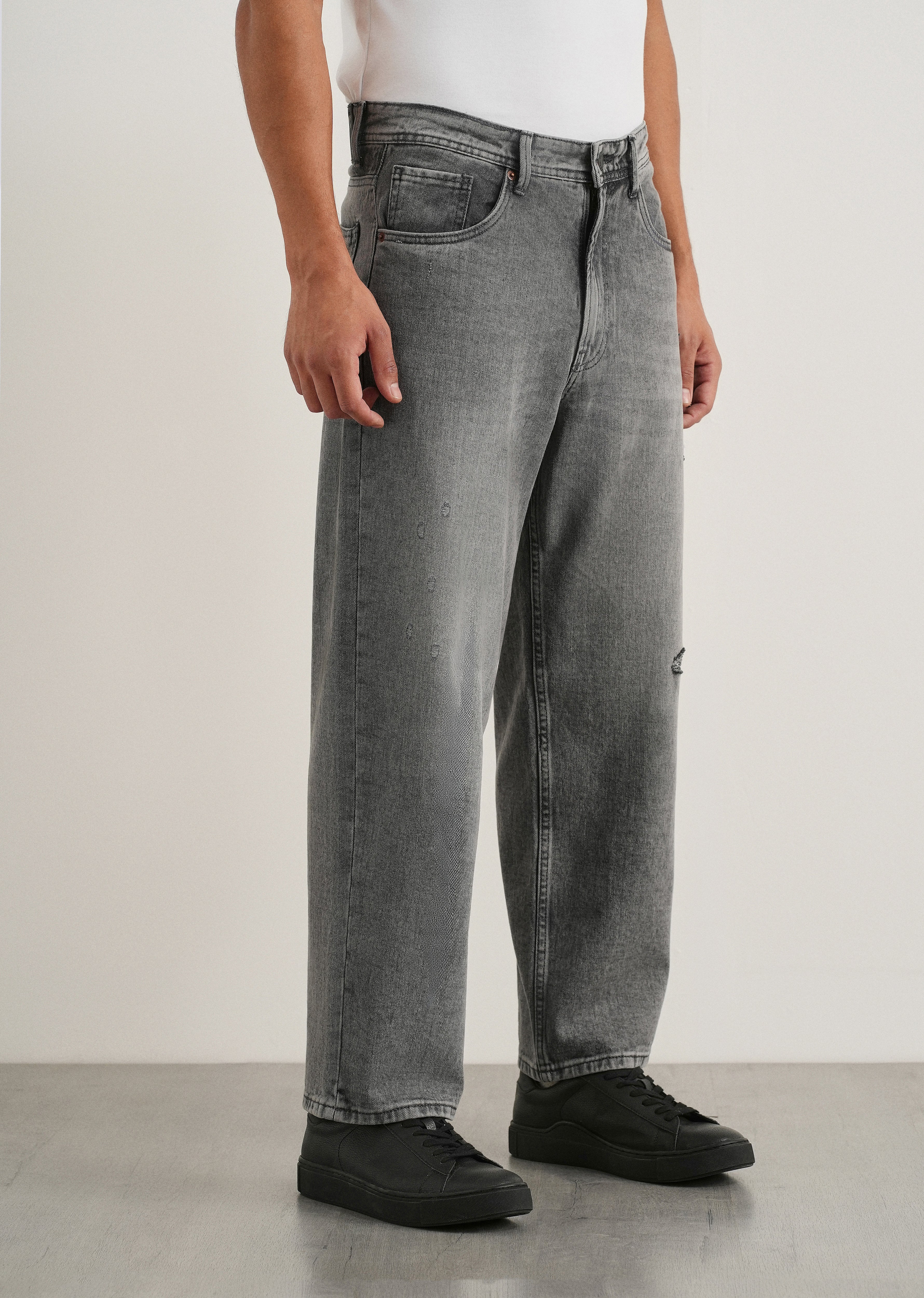 Smoke Grey Baggy Fit Jeans - Image 4