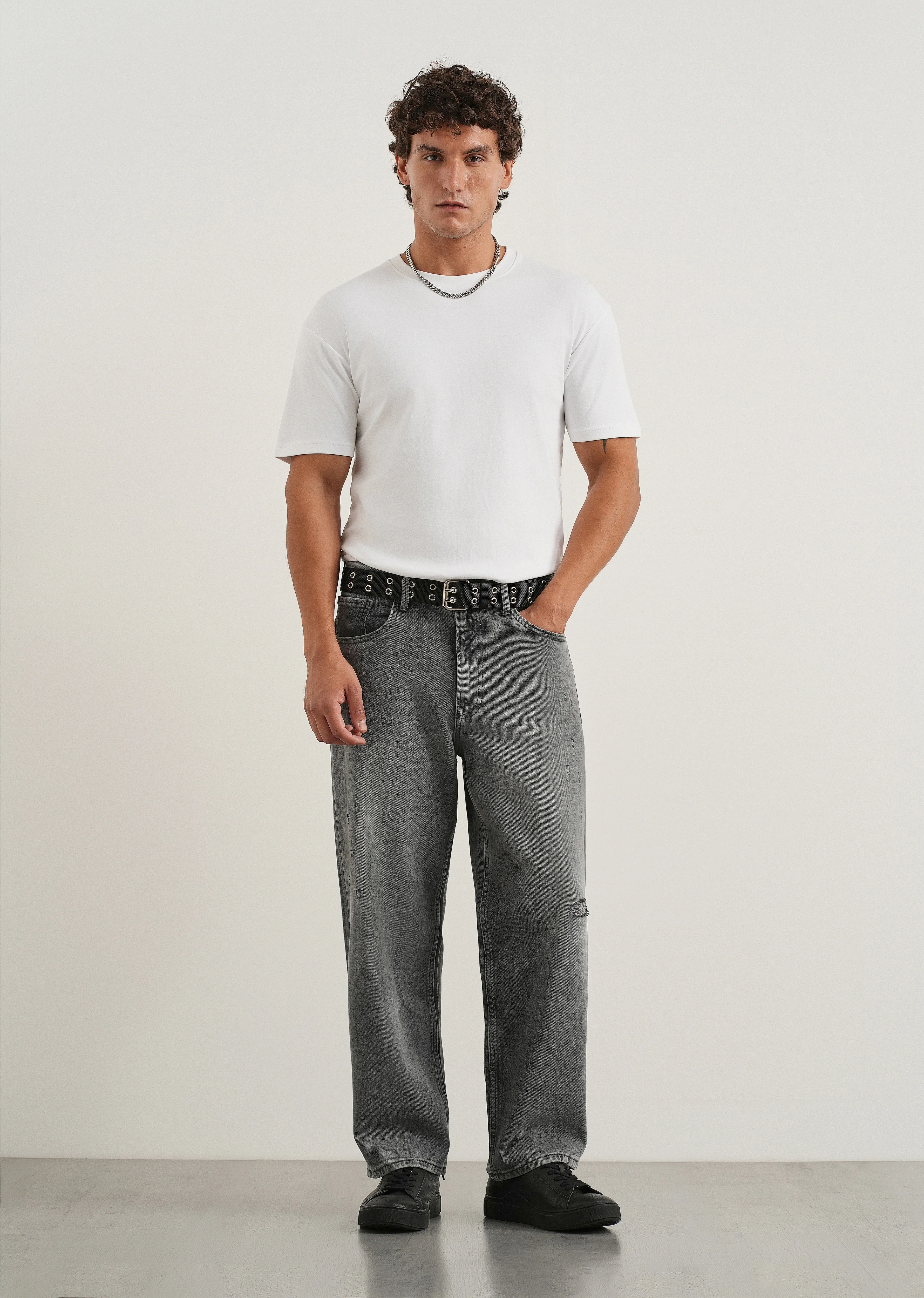 Smoke Grey Baggy Fit Jeans - Image 6