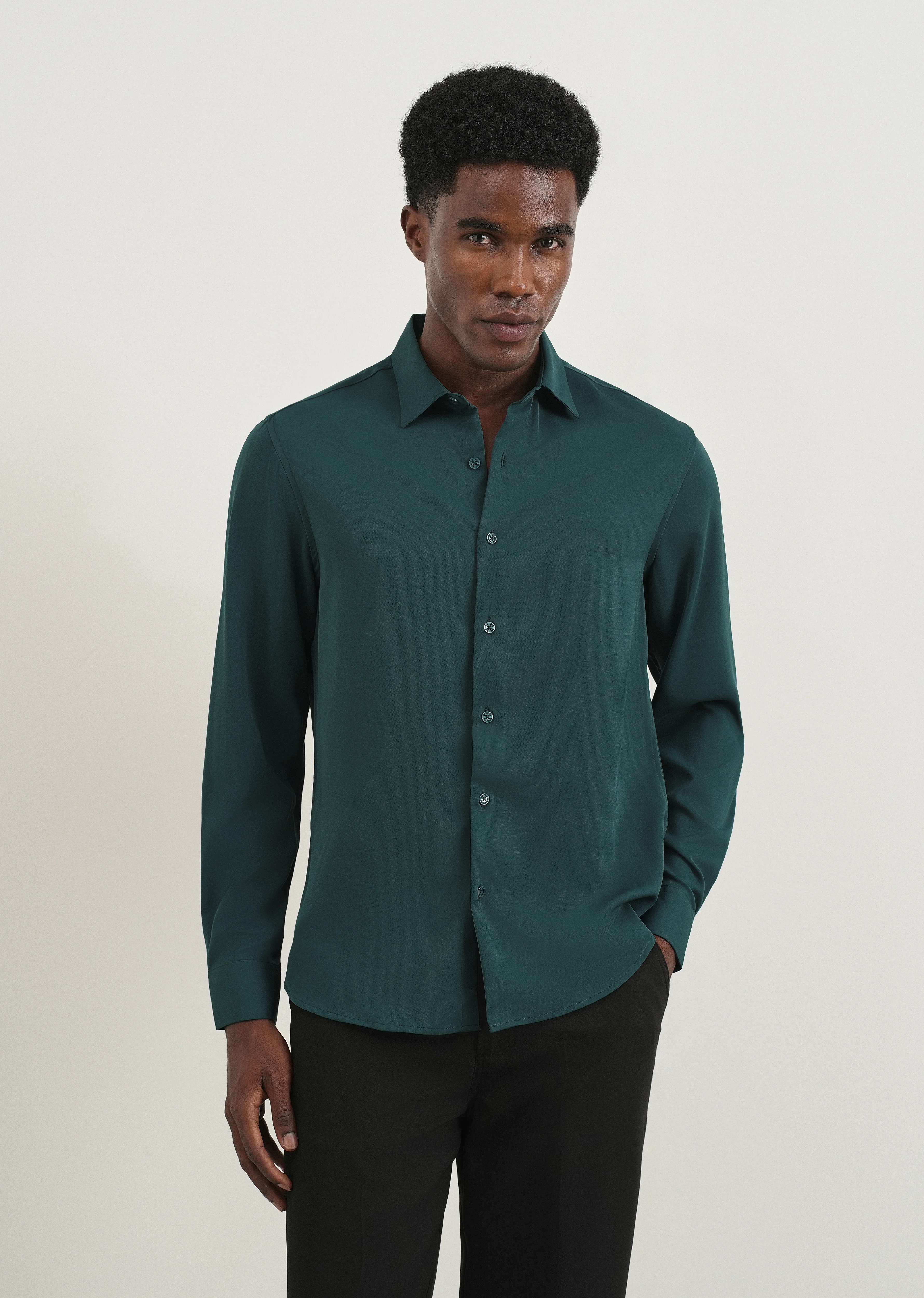 Teal Green Fluid Soft Shirt - Image 3