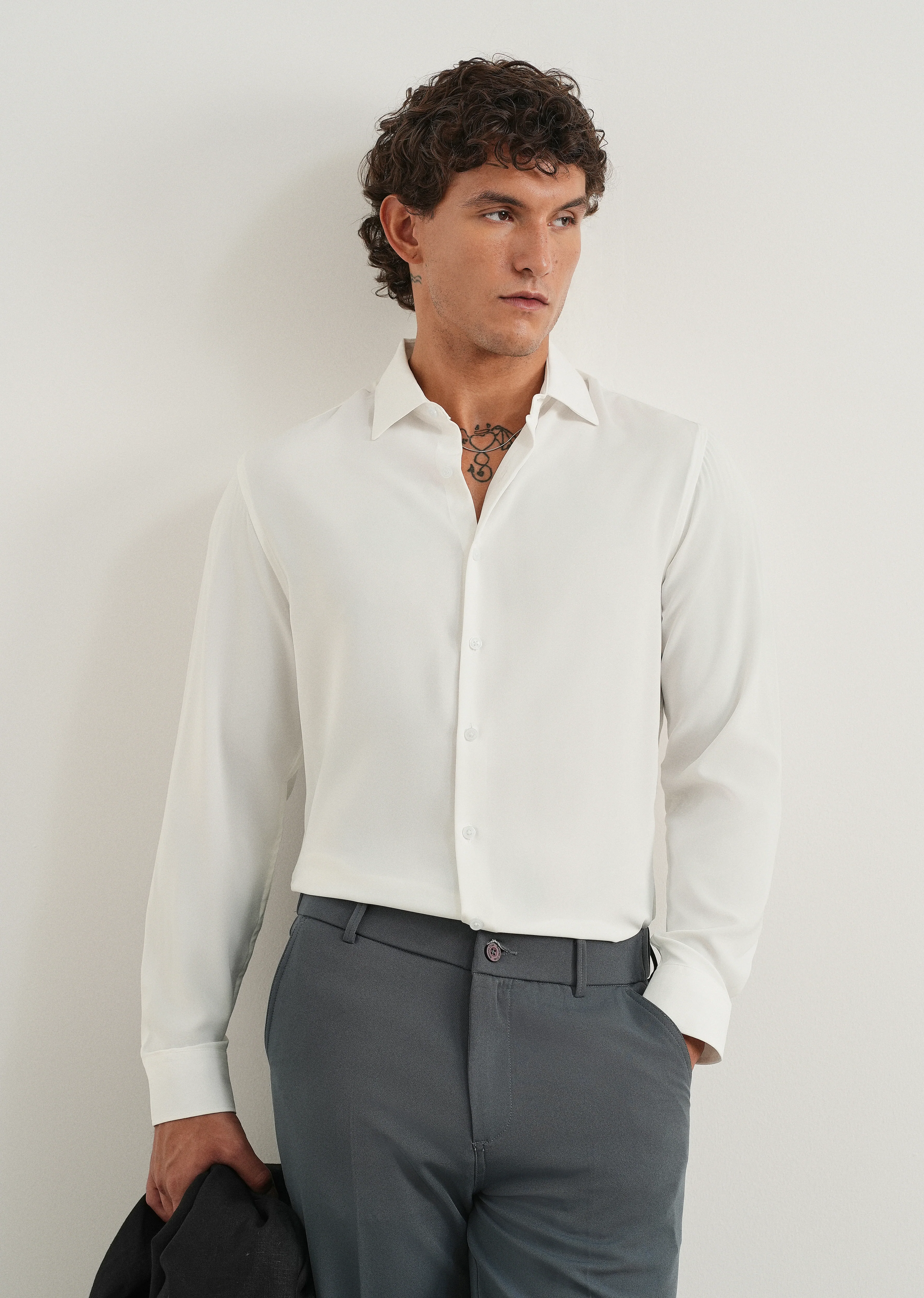 White Fluid Soft Shirt - Image 7