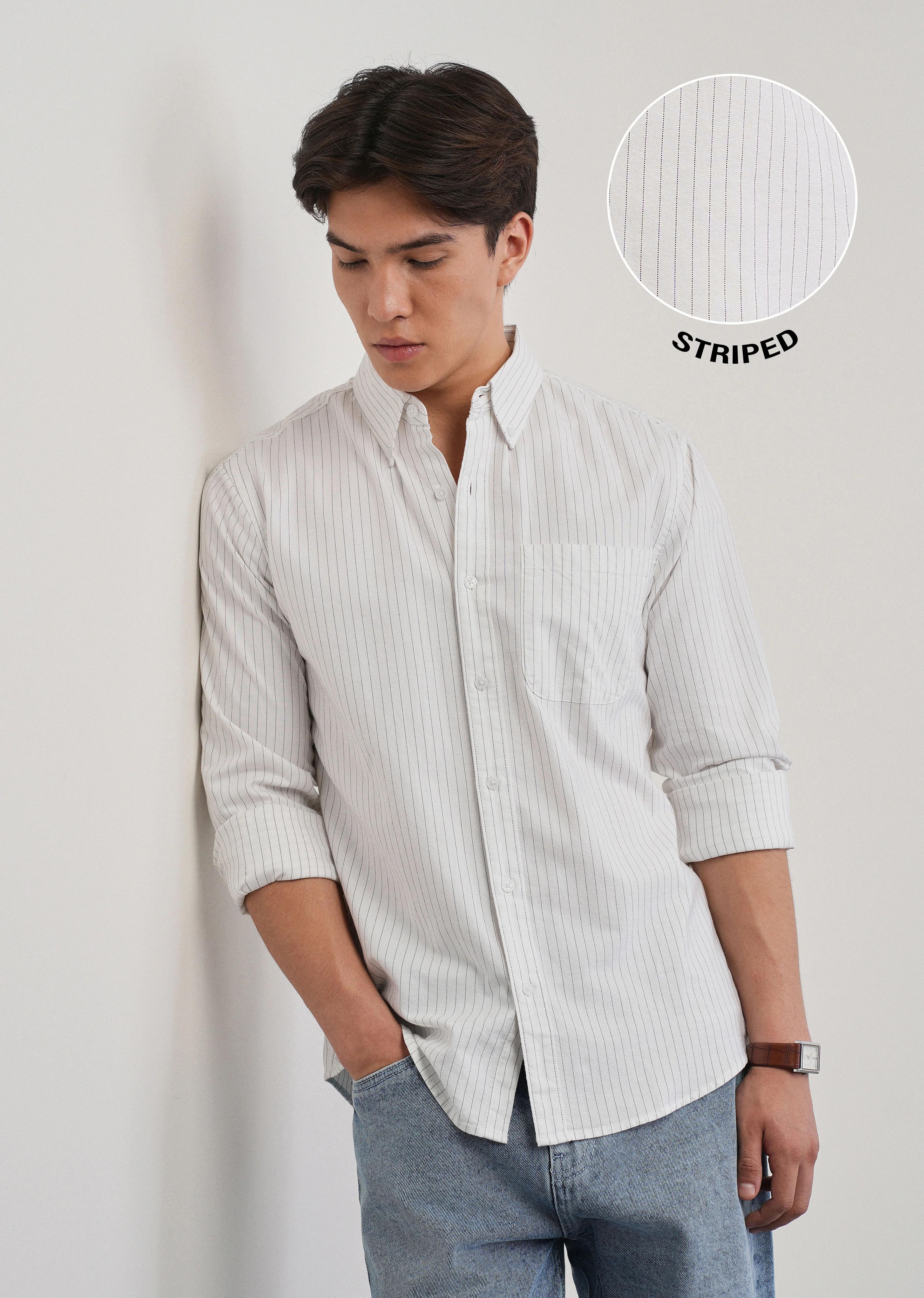 White Pinstripe Cotton Shirt