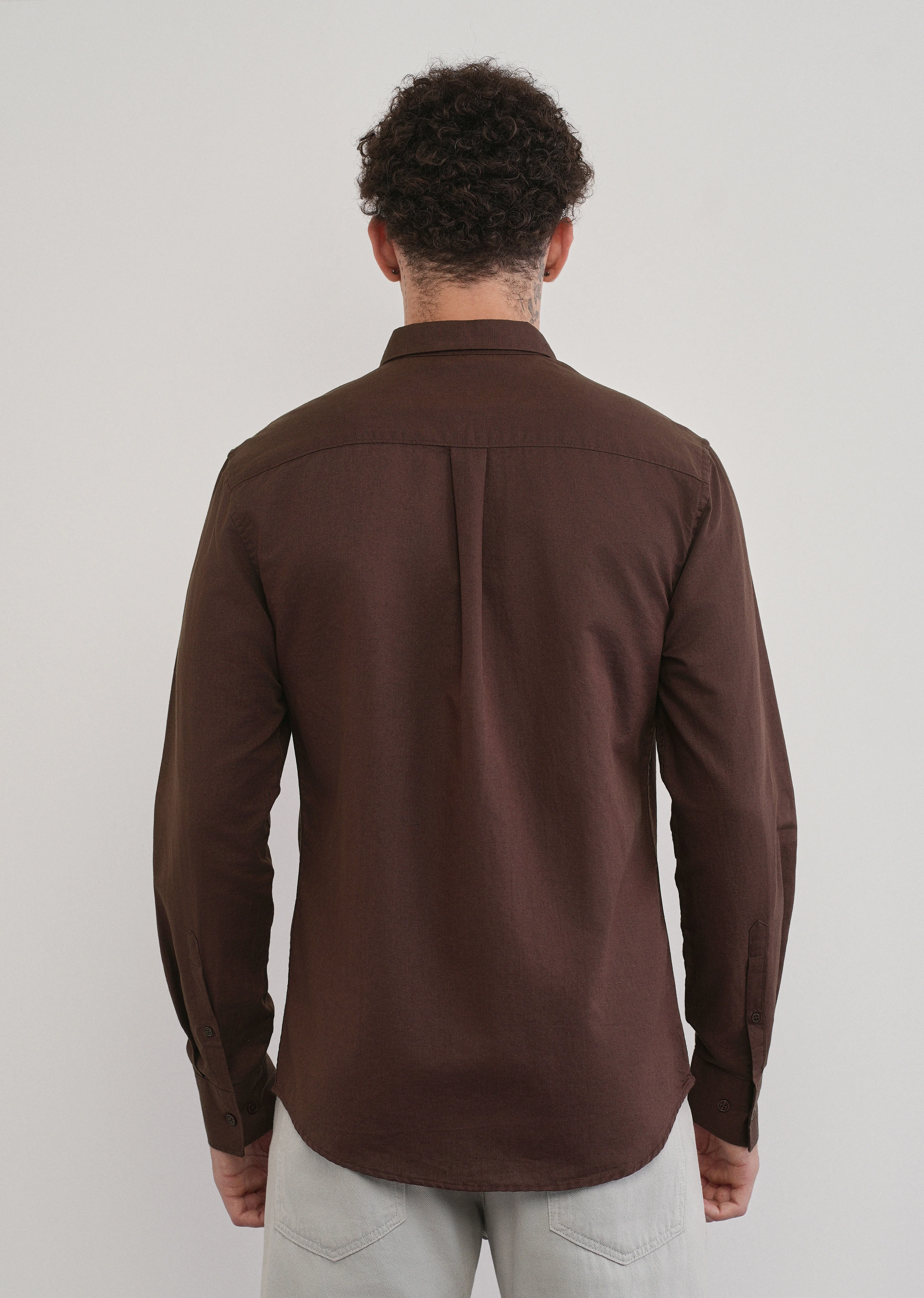 Wine Cotton Linen Flap Pocket Shirt - Image 2